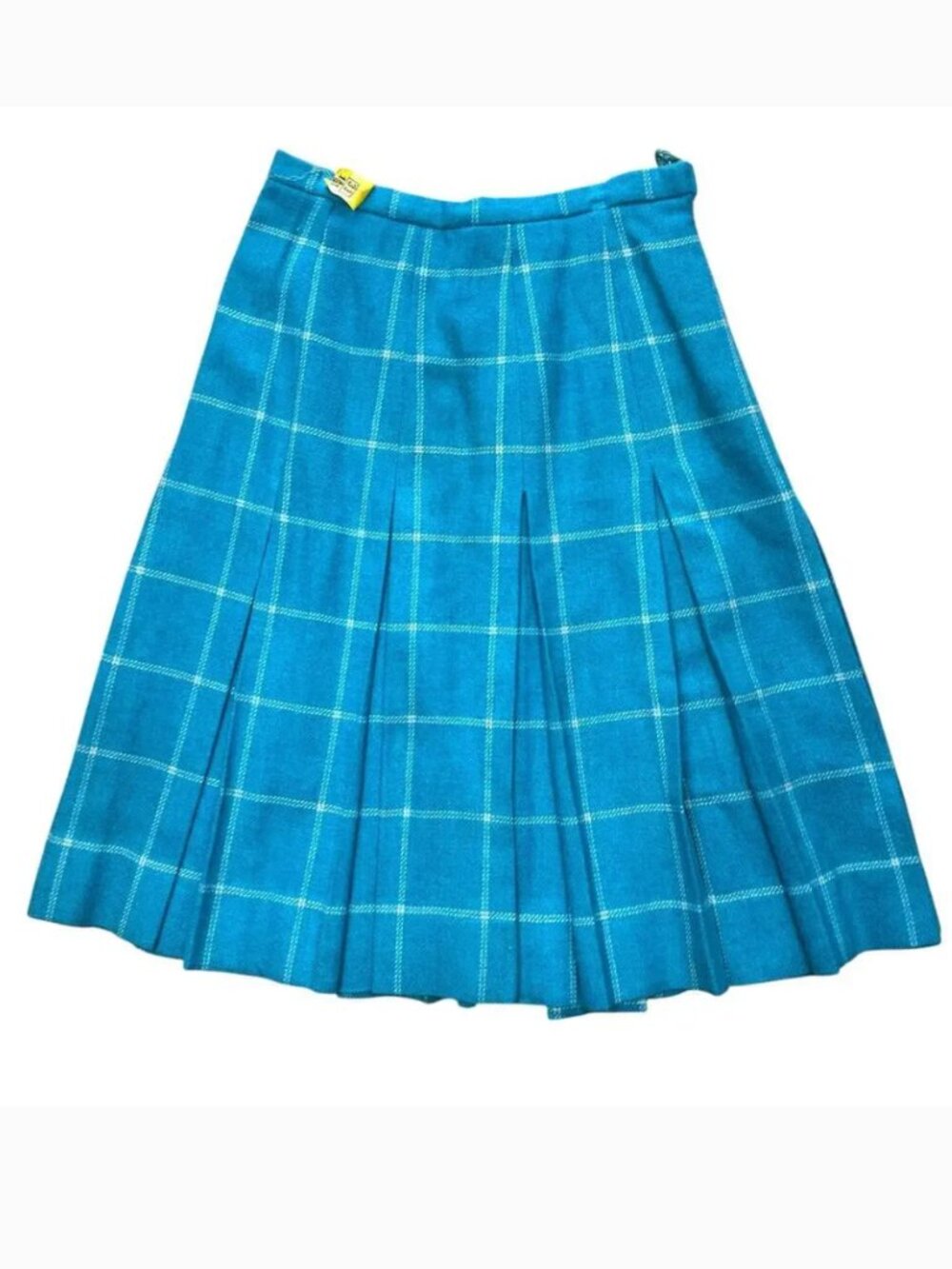 Vintage 60s Burberrys Burberry Blue Plaid Wool Pleated Midi Skirt Size XS AS IS